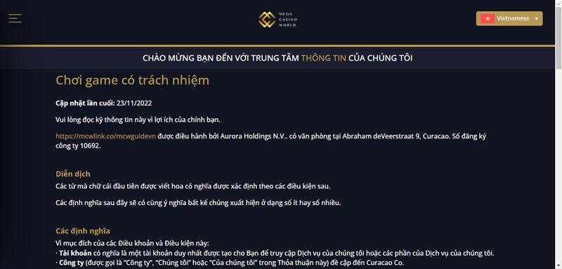 Chơi game có trách nhiệm tại Casinomcw